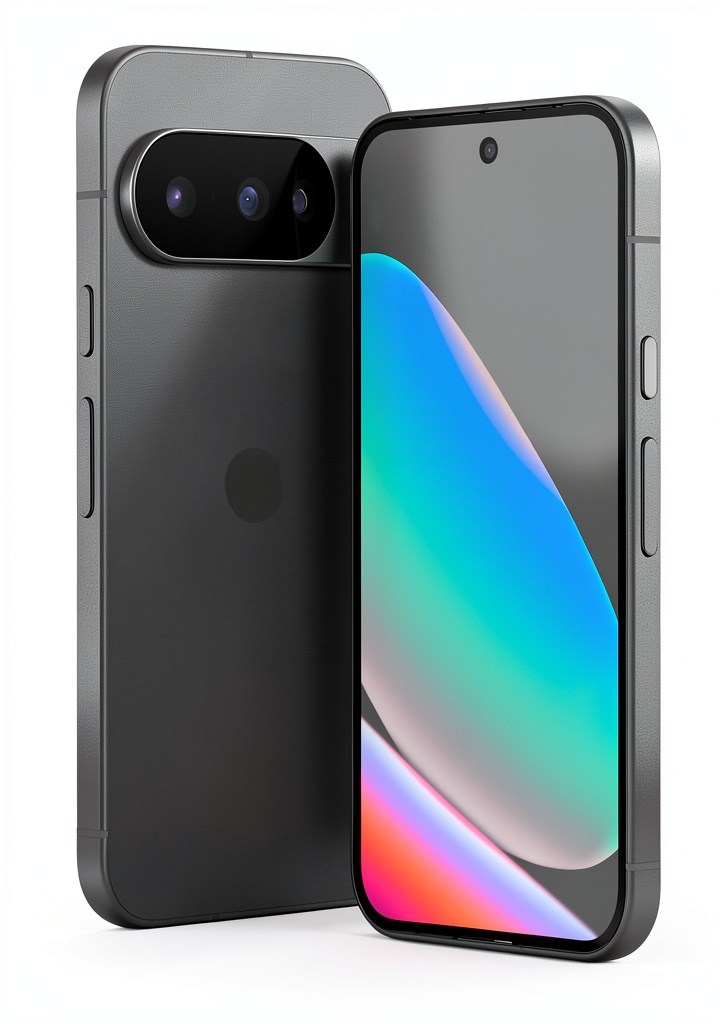 Google Pixel 10 displaying its Actua screen and camera setup