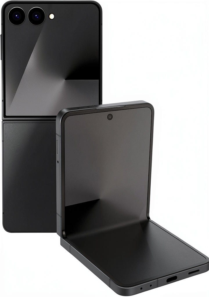 Samsung Galaxy Z Flip7 unfolded on a table showing its sleek design