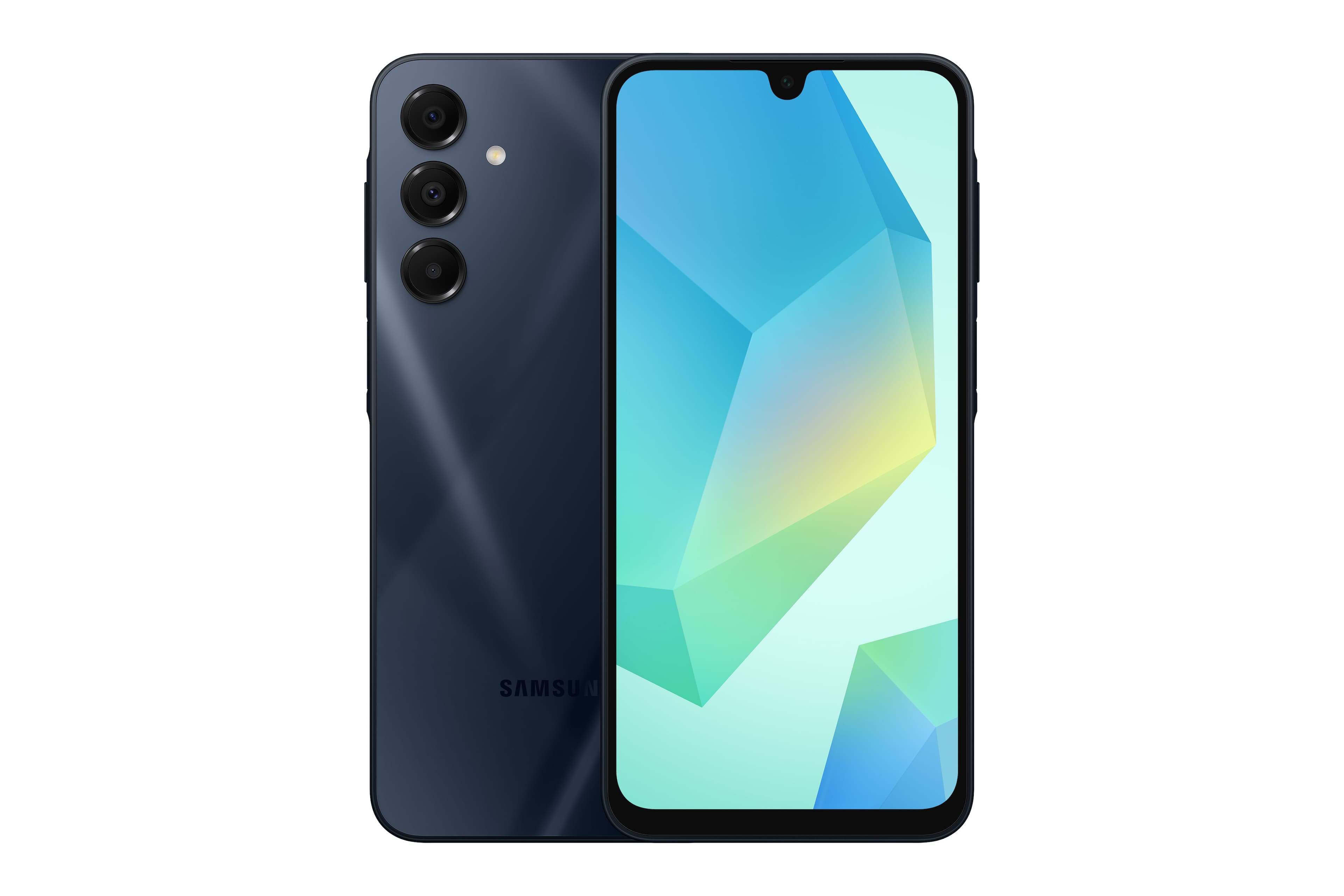 Samsung Galaxy A16 5G Blue Black smartphone front view