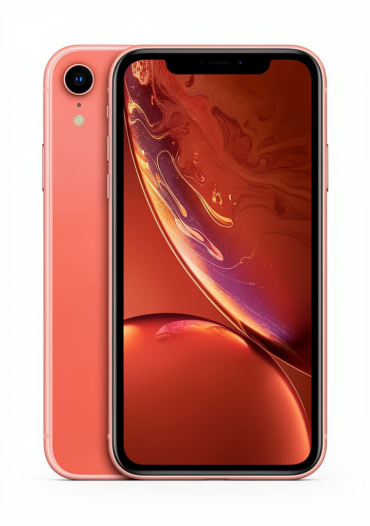 Apple iPhone XR Coral color displaying home screen