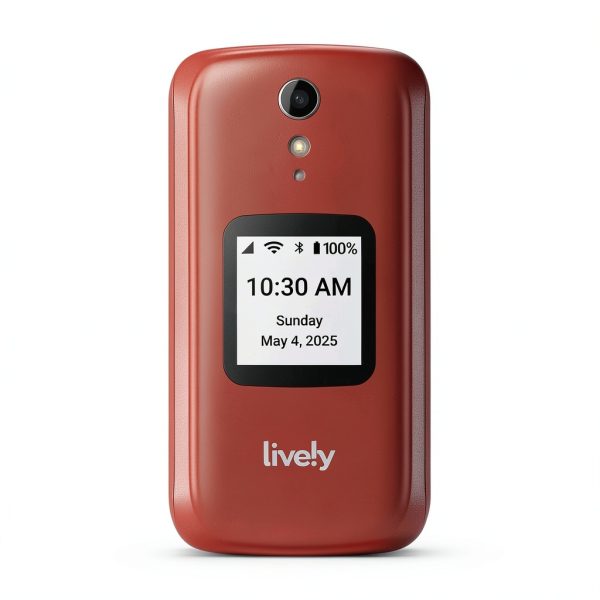 Lively Jitterbug Flip2 Cell Phone for Seniors Gray Red-0