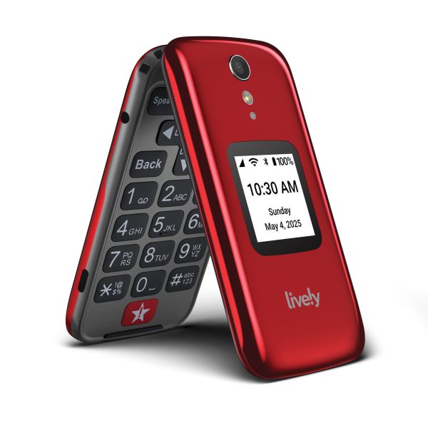Lively Jitterbug Flip2 Cell Phone for Seniors Gray Red-2