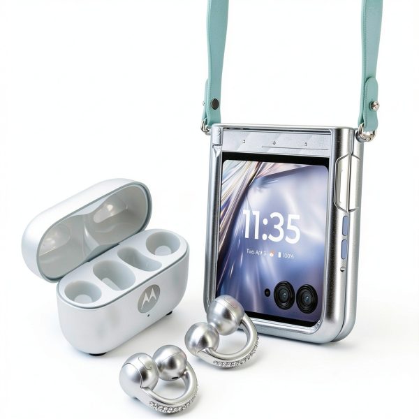 Motorola - razr 2025 256GB with bud loops - PANTONE Ice Melt (Unlocked)-7