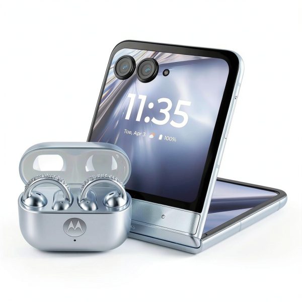 Motorola - razr 2025 256GB with bud loops - PANTONE Ice Melt (Unlocked)-1