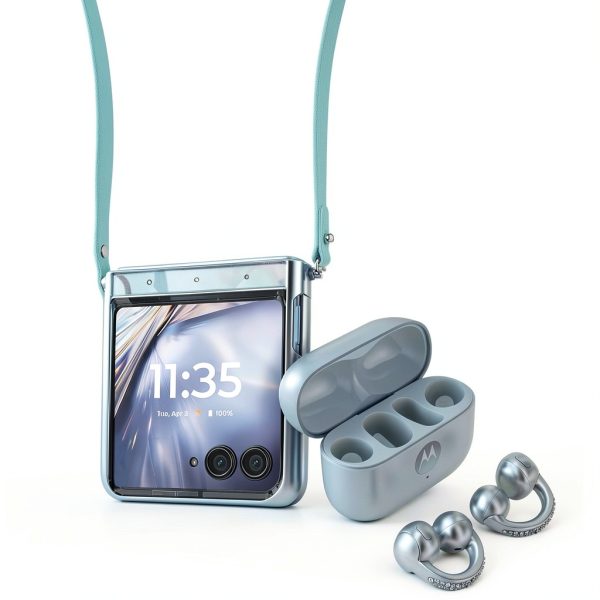 Motorola - razr 2025 256GB with bud loops - PANTONE Ice Melt (Unlocked)-5