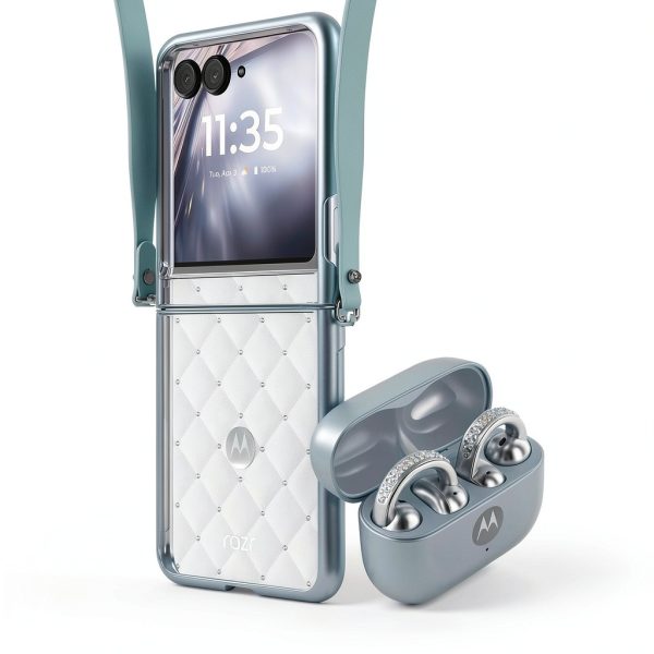 Motorola - razr 2025 256GB with bud loops - PANTONE Ice Melt (Unlocked)-6