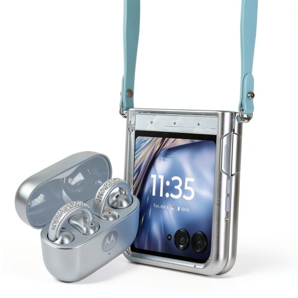 Motorola - razr 2025 256GB with bud loops - PANTONE Ice Melt (Unlocked)-4