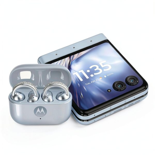 Motorola - razr 2025 256GB with bud loops - PANTONE Ice Melt (Unlocked)-2